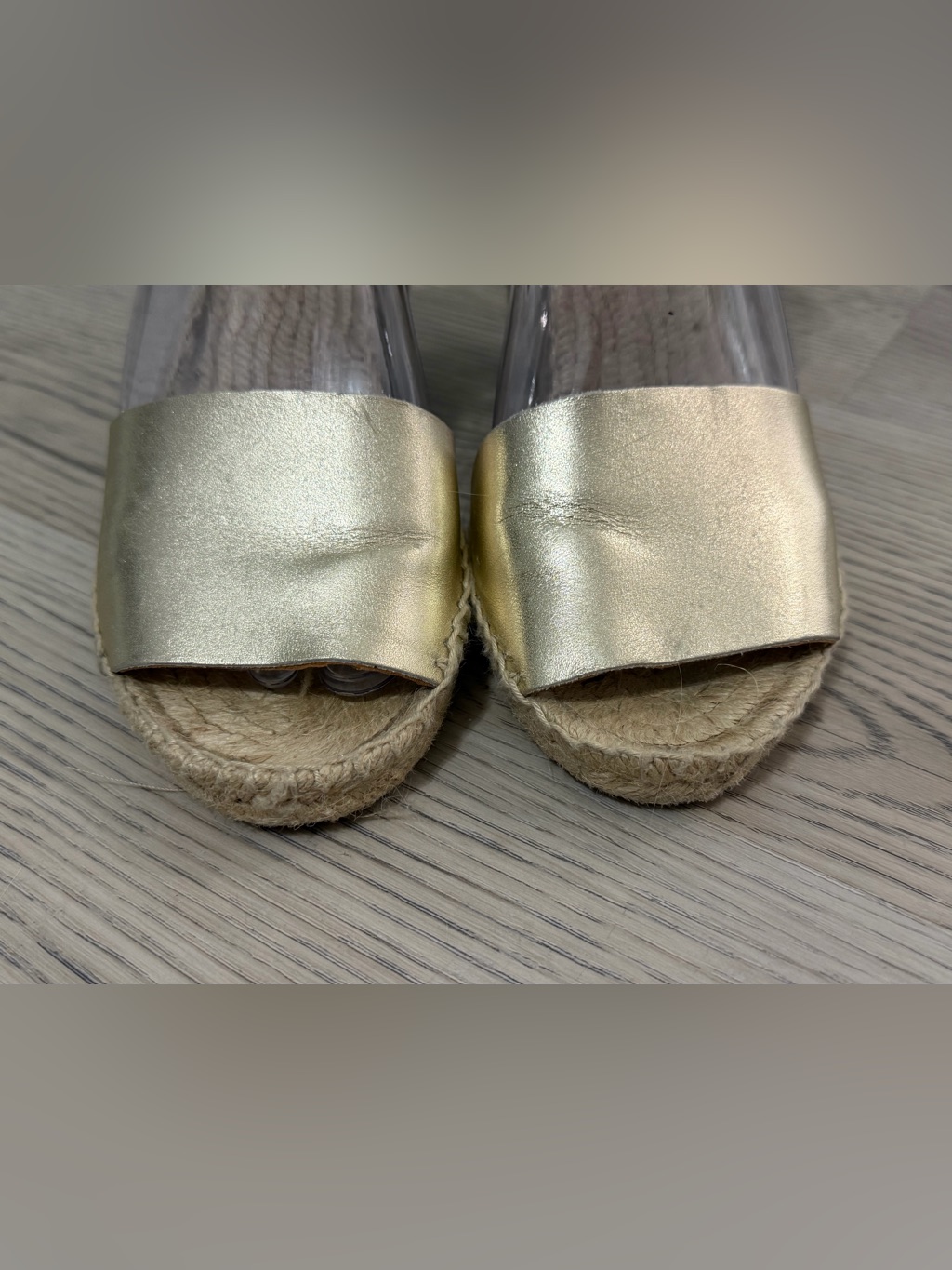 Soludos Leather Gold Metallic Wedge Heel Los - Size 8 Euc — image 4 of 8
